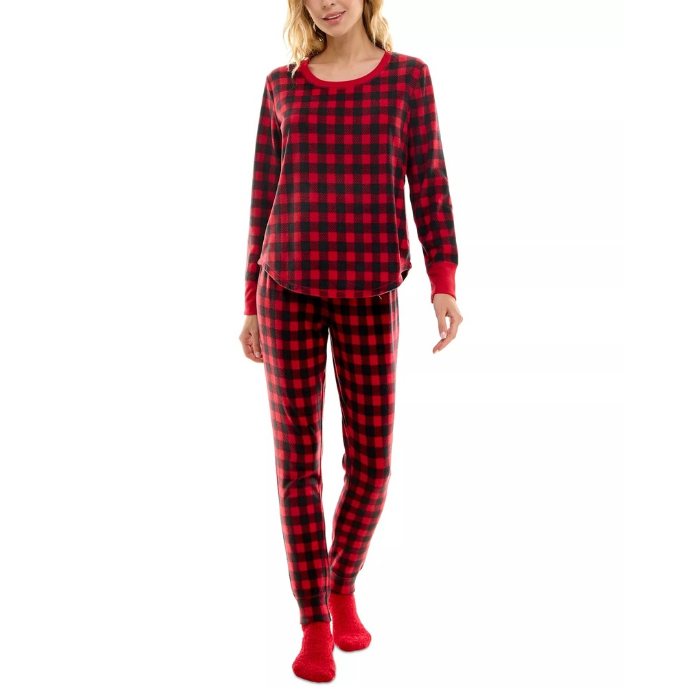 Roudelain Womens XL Buffalo Check Super Cozy Print 3 Piece Lounge Pajama Set $64